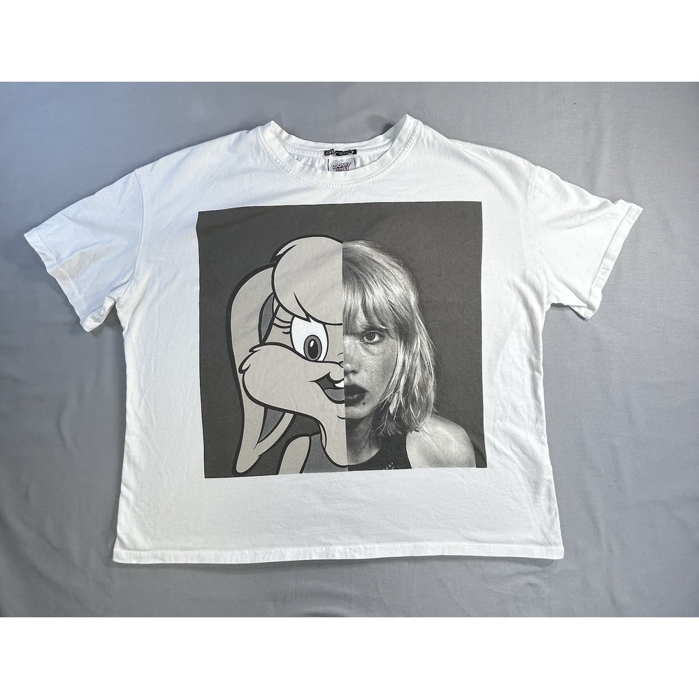 Zara x Looney‎ Tunes Space Jam short sleeve white women's tshirt XL half Tshirt